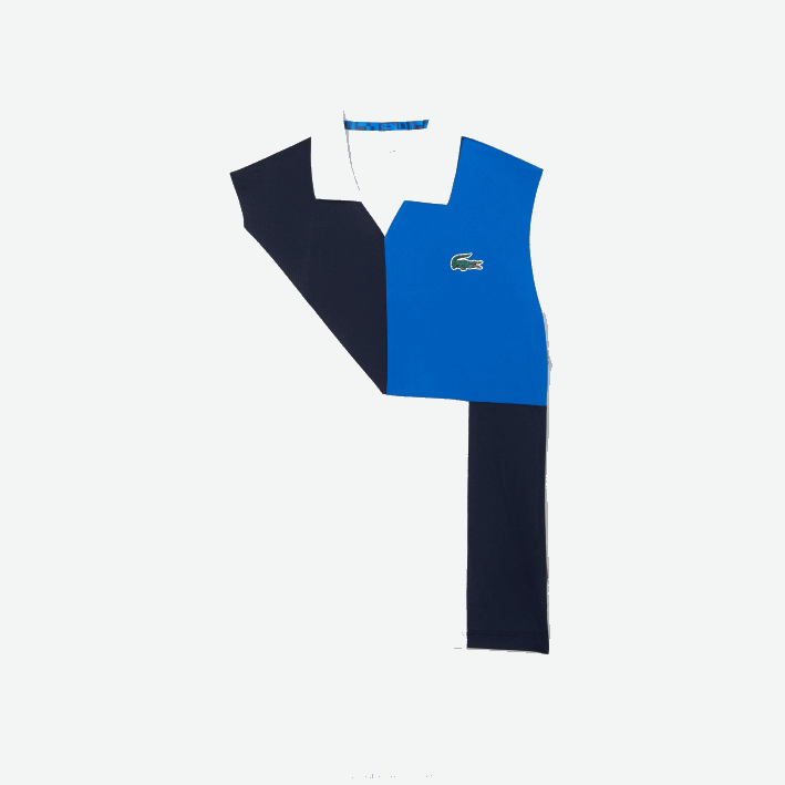 hombres Lacoste 6F24785 blanco negro azul x87 Polo deportivo de tenis de piqué ultra-dry