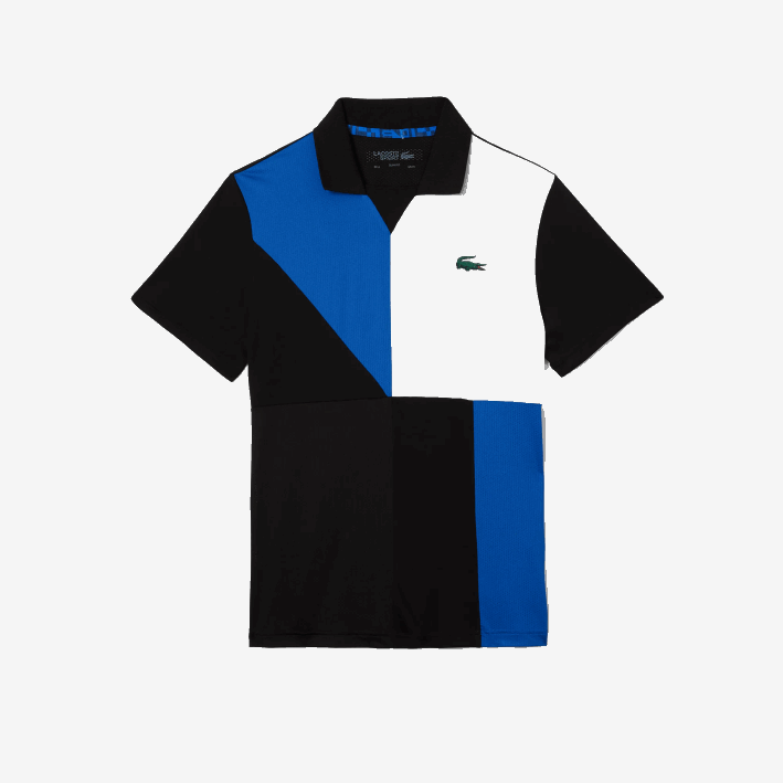 hombres Lacoste 6F24786 negro azul blanco 7ke Polo deportivo de tenis de piqué ultra-dry