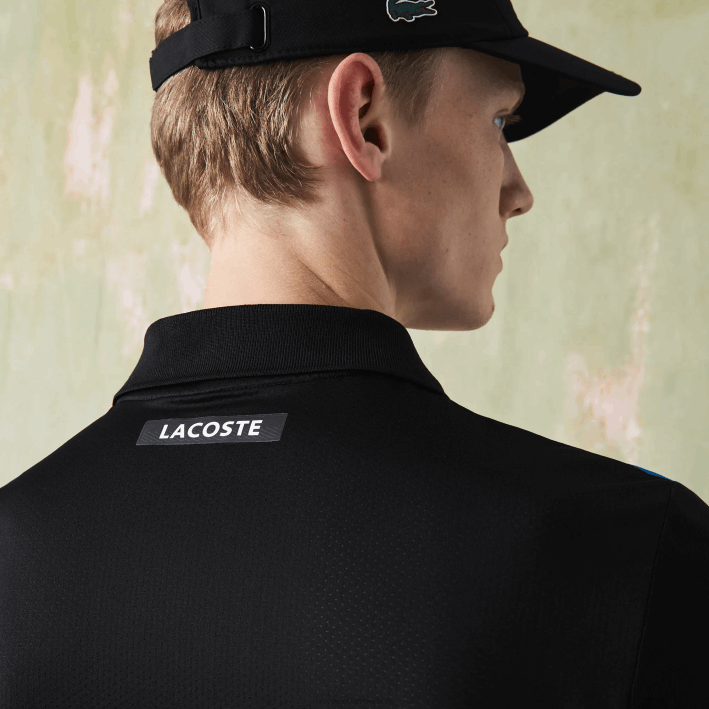hombres Lacoste 6F24786 negro azul blanco 7ke Polo deportivo de tenis de piqué ultra-dry