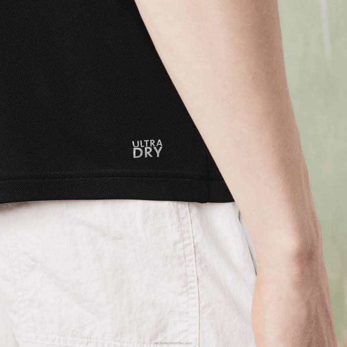 hombres Lacoste 6F24786 negro azul blanco 7ke Polo deportivo de tenis de piqué ultra-dry