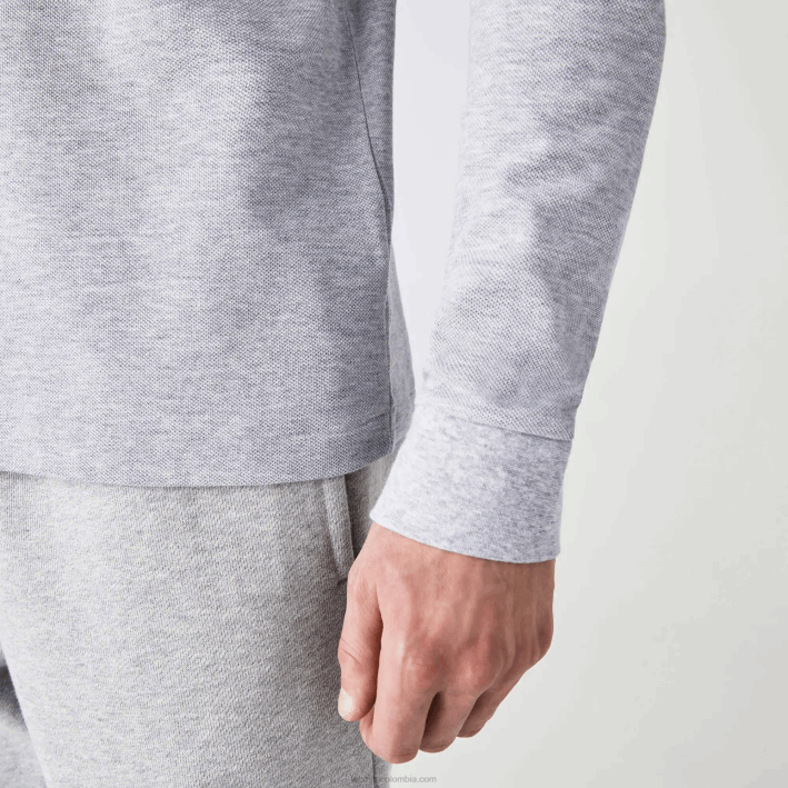 hombres Lacoste 6F24787 lomo gris cca polo jaspeado de manga larga original l.12.12