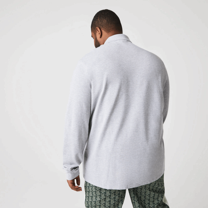 hombres Lacoste 6F24787 lomo gris cca polo jaspeado de manga larga original l.12.12