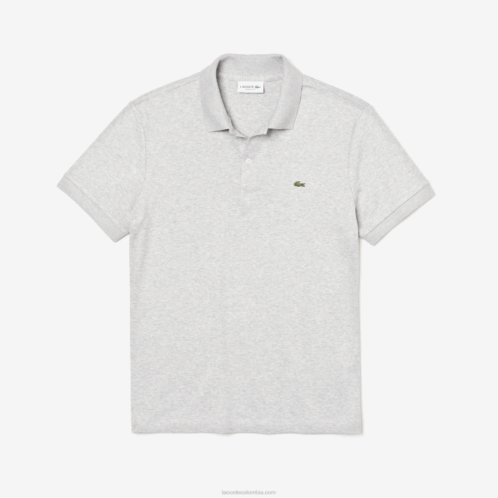 hombres Lacoste 6F24798 lomo gris cca polo de algodón pima regular fit