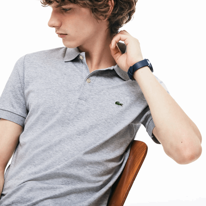 hombres Lacoste 6F24798 lomo gris cca polo de algodón pima regular fit