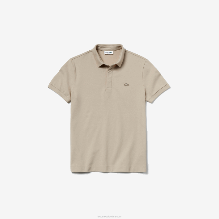 hombres Lacoste 6F2479 beis ae0 polo de piqué de algodón elástico smart paris