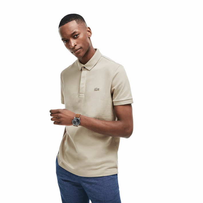 hombres Lacoste 6F2479 beis ae0 polo de piqué de algodón elástico smart paris