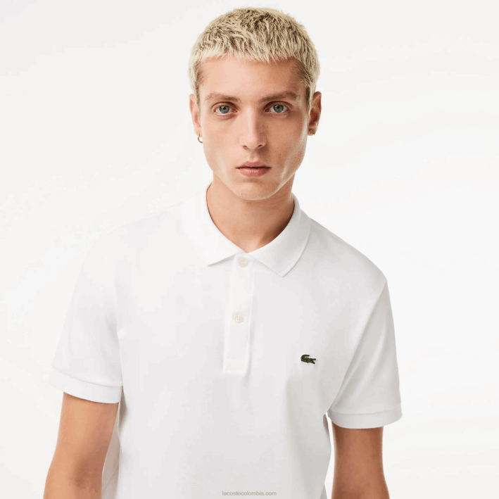 hombres Lacoste 6F24802 blanco 001 polo de algodón pima regular fit
