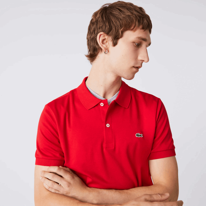 hombres Lacoste 6F24808 rojo 240 polo de algodón pima regular fit