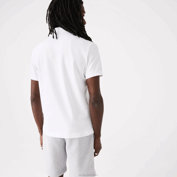 hombres Lacoste 6F2480 blanco 001 polo de piqué de algodón elástico smart paris