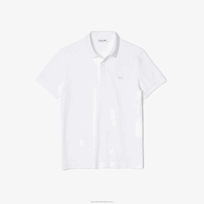 hombres Lacoste 6F2480 blanco 001 polo de piqué de algodón elástico smart paris