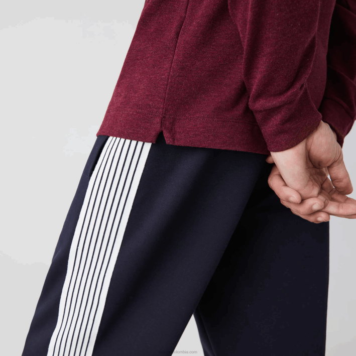 hombres Lacoste 6F24810 burdeos sxl polo de piqué de algodón elástico de manga larga smart paris