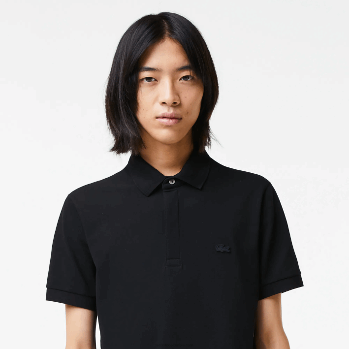 hombres Lacoste 6F2481 negro 031 polo de piqué de algodón elástico smart paris