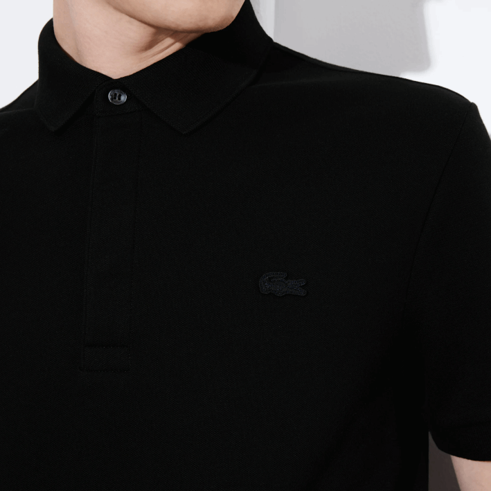 hombres Lacoste 6F2481 negro 031 polo de piqué de algodón elástico smart paris