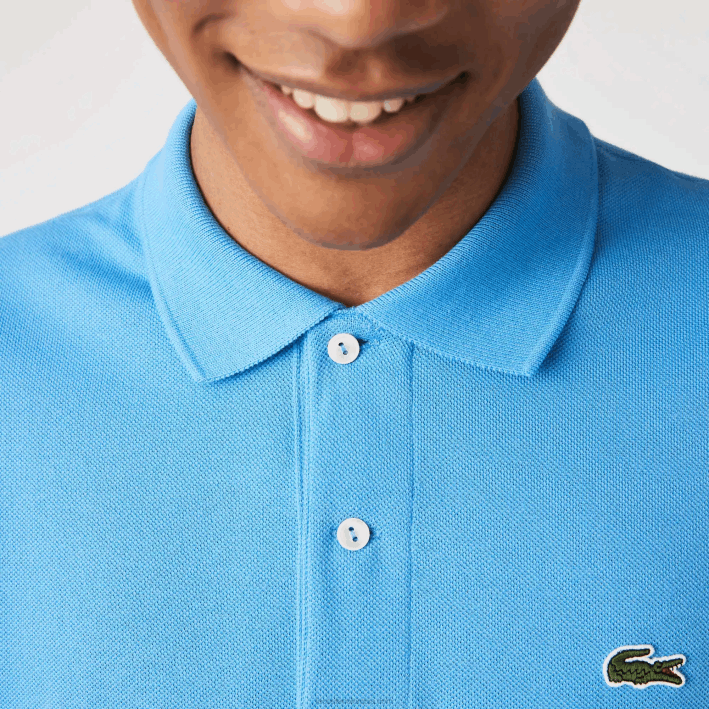 hombres Lacoste 6F24821 azul 4xa polo de manga larga original l.12.12