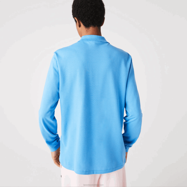 hombres Lacoste 6F24821 azul 4xa polo de manga larga original l.12.12