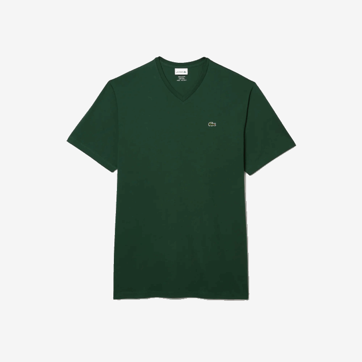hombres Lacoste 6F24823 verde 132 polo de algodón con cuello de pico de canalé regular fit (talla grande)