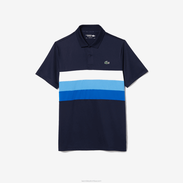 hombres Lacoste 6F24826 azul marino blanco azul zf2 polo deportivo de golf con rayas tricolores