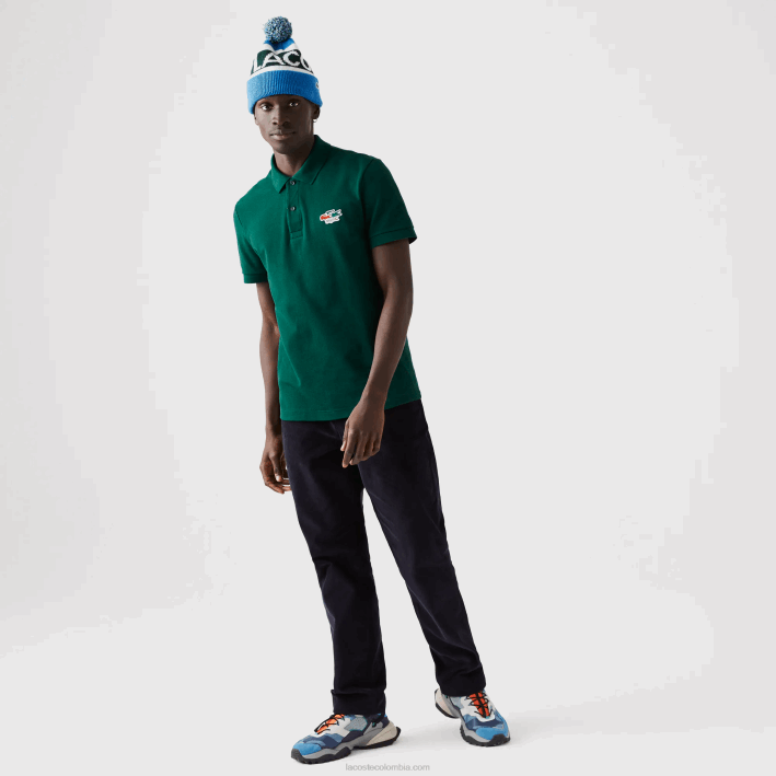 hombres Lacoste 6F24843 verde 3m2 polo regular fit de algodón orgánico con cocodrilos