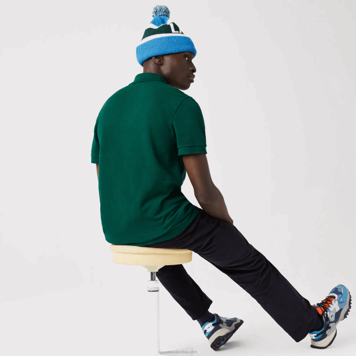 hombres Lacoste 6F24843 verde 3m2 polo regular fit de algodón orgánico con cocodrilos