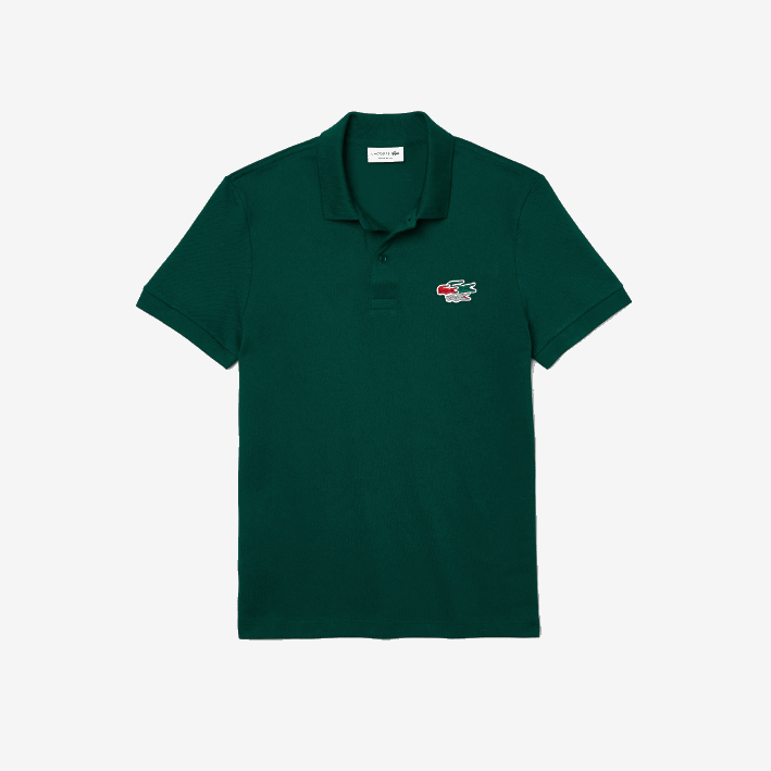hombres Lacoste 6F24843 verde 3m2 polo regular fit de algodón orgánico con cocodrilos