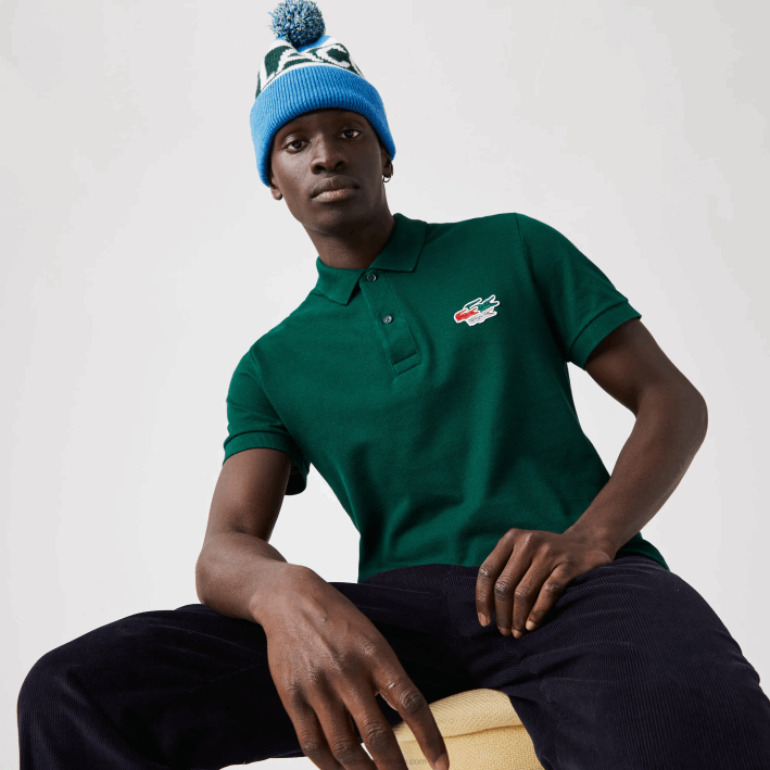 hombres Lacoste 6F24843 verde 3m2 polo regular fit de algodón orgánico con cocodrilos