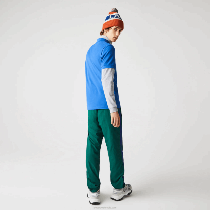 hombres Lacoste 6F24844 qpt azul polo regular fit de algodón orgánico con cocodrilos