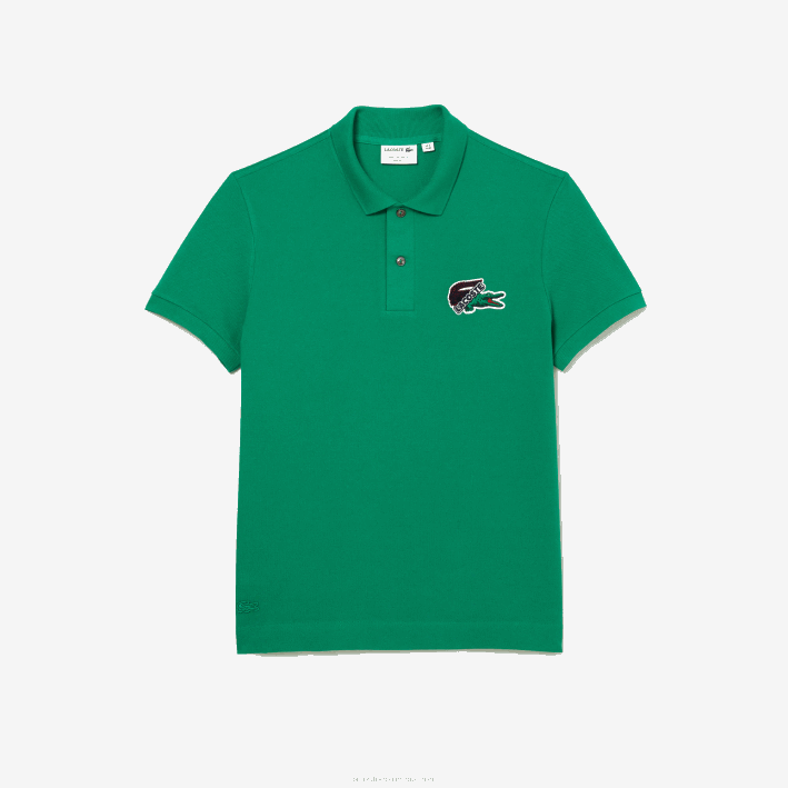 hombres Lacoste 6F24846 ldm verde polo de piqué de algodón orgánico