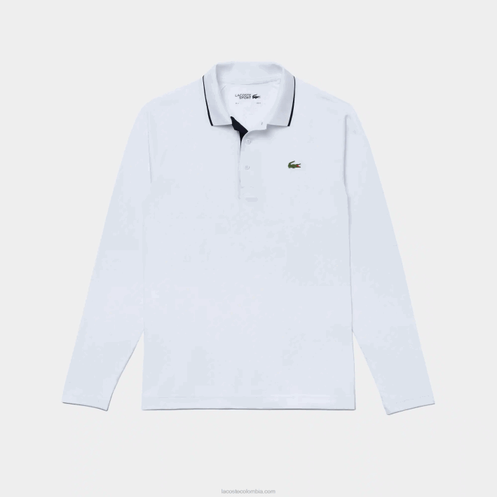 hombres Lacoste 6F24847 blanco azul marino 522 polo de golf deportivo transpirable