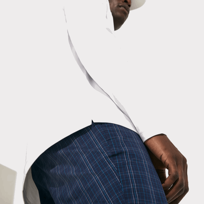 hombres Lacoste 6F24847 blanco azul marino 522 polo de golf deportivo transpirable