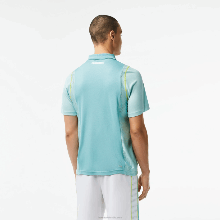 hombres Lacoste 6F2484 menta br8 polo de tenis de poliéster reciclado