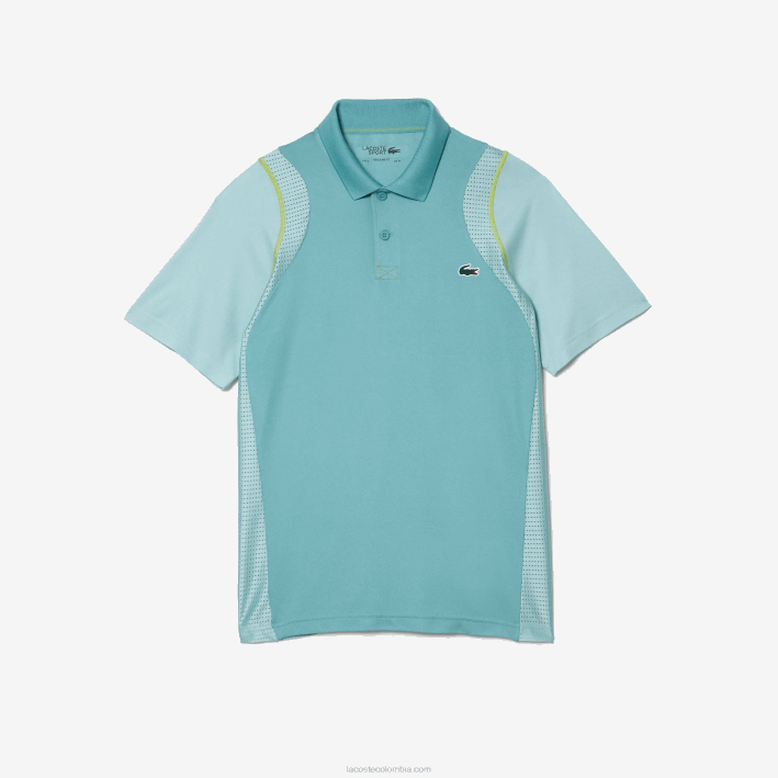 hombres Lacoste 6F2484 menta br8 polo de tenis de poliéster reciclado