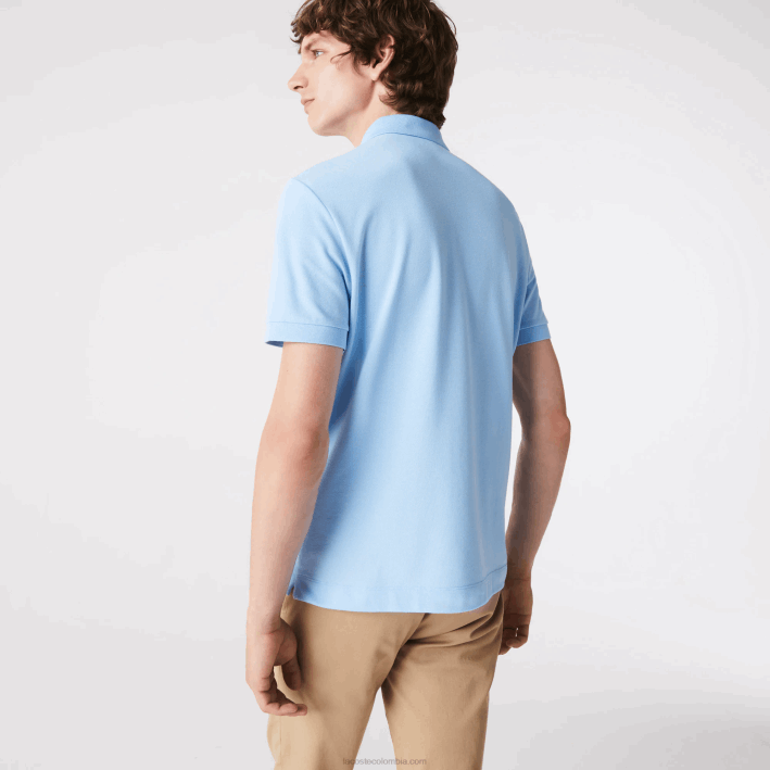 hombres Lacoste 6F24857 hbp azul polo de piqué de algodón elástico smart paris