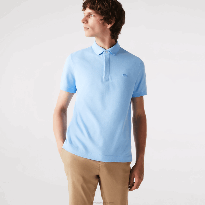 hombres Lacoste 6F24857 hbp azul polo de piqué de algodón elástico smart paris
