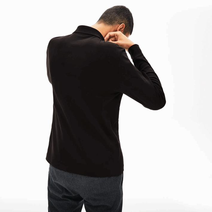 hombres Lacoste 6F24858 negro 031 polo de manga larga de algodón pima regular fit