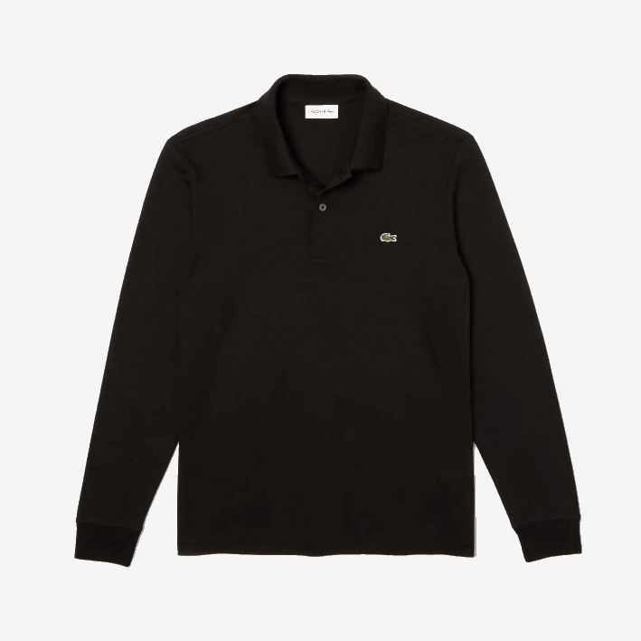 hombres Lacoste 6F24858 negro 031 polo de manga larga de algodón pima regular fit