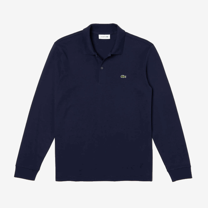 hombres Lacoste 6F24860 azul marino 166 polo de manga larga de algodón pima regular fit
