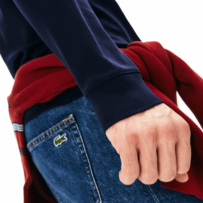hombres Lacoste 6F24860 azul marino 166 polo de manga larga de algodón pima regular fit