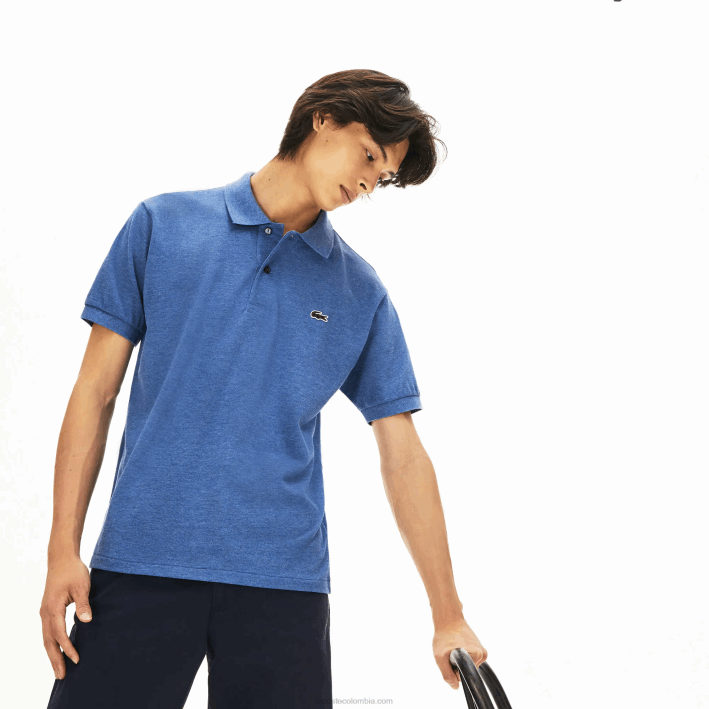 hombres Lacoste 6F24865 lomo azul 5ch polo jaspeado original l.12.12
