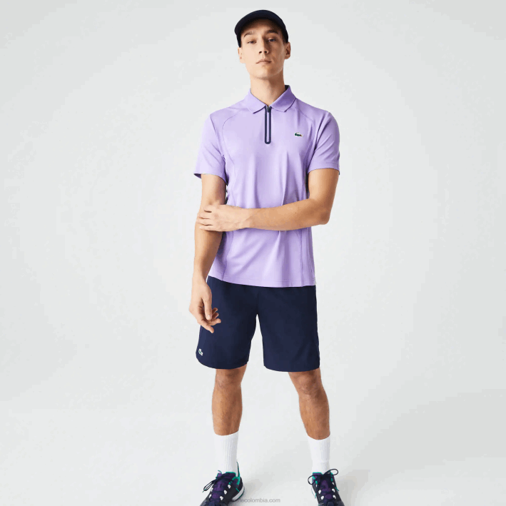 hombres Lacoste 6F24869 morado azul marino 6gp polo deportivo de tenis de piqué ultra-dry termorregulador