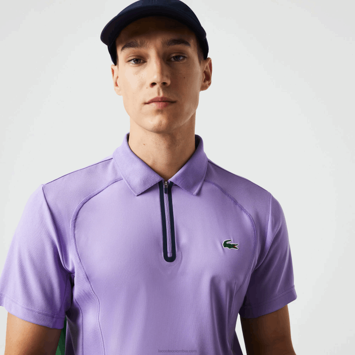 hombres Lacoste 6F24869 morado azul marino 6gp polo deportivo de tenis de piqué ultra-dry termorregulador