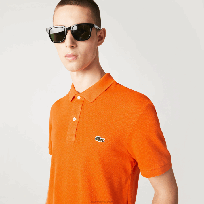 hombres Lacoste 6F24876 naranja z4d polo original l.12.12 slim fit
