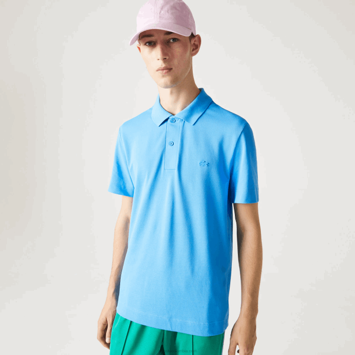 hombres Lacoste 6F24898 azul 4xa polo de piqué de algodón transpirable de movimiento activo
