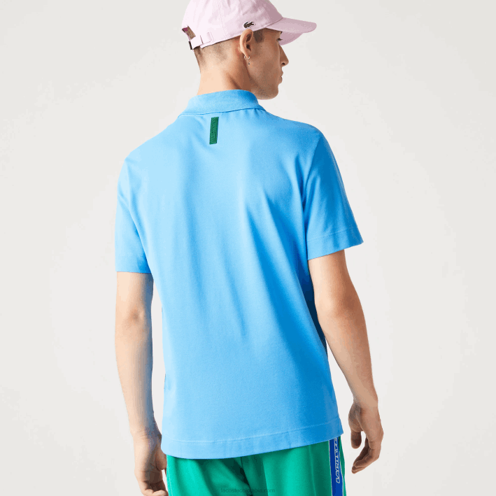 hombres Lacoste 6F24898 azul 4xa polo de piqué de algodón transpirable de movimiento activo