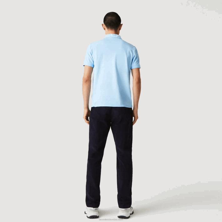 hombres Lacoste 6F24900 hbp azul polo de piqué ligero transpirable slim fit con letras en el cuello