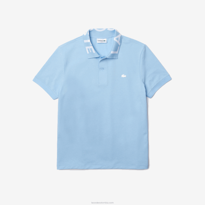 hombres Lacoste 6F24900 hbp azul polo de piqué ligero transpirable slim fit con letras en el cuello