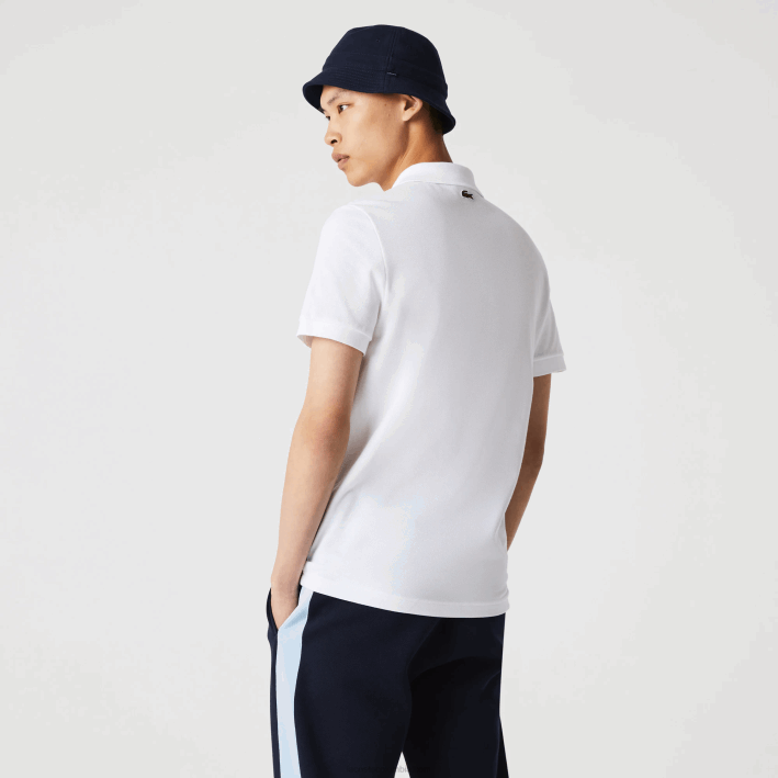 hombres Lacoste 6F24913 blanco 001 polo de corte regular de piqué de algodón con insignia