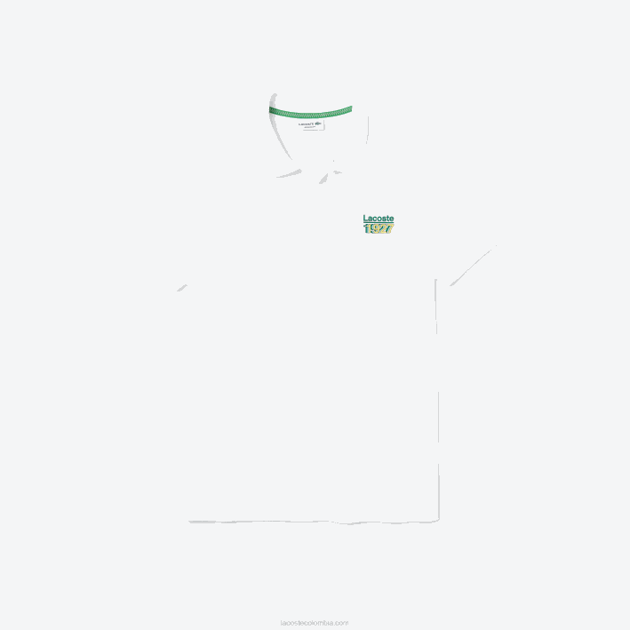 hombres Lacoste 6F24913 blanco 001 polo de corte regular de piqué de algodón con insignia