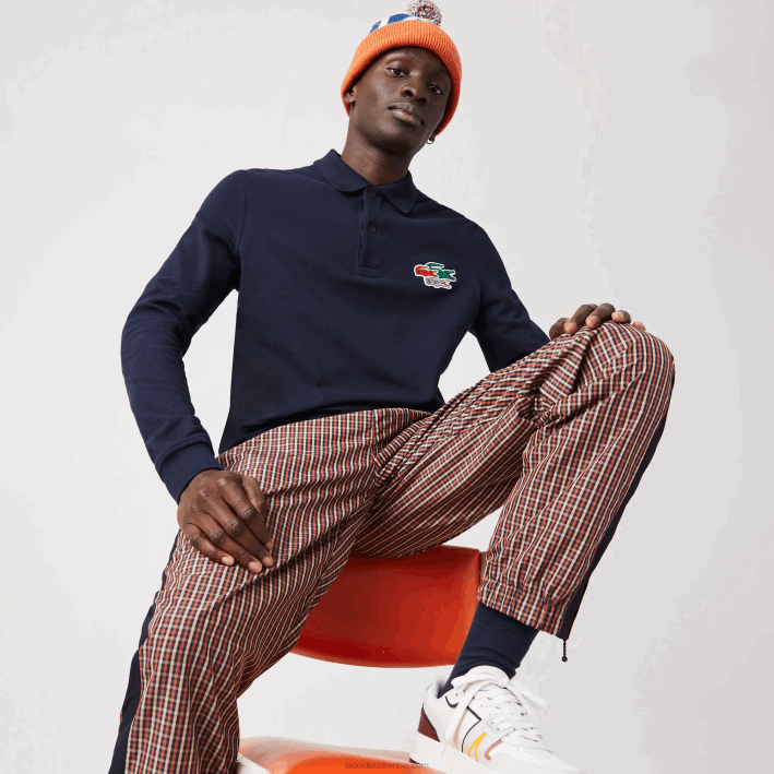 hombres Lacoste 6F24917 azul marino 166 polo regular fit de algodón orgánico