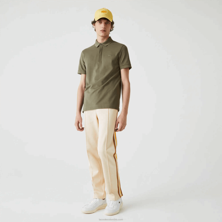 hombres Lacoste 6F24926 verde caqui 316 polo de piqué de algodón elástico smart paris