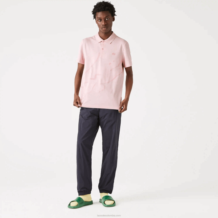 hombres Lacoste 6F24932 rosa polo regular fit de algodón orgánico elástico